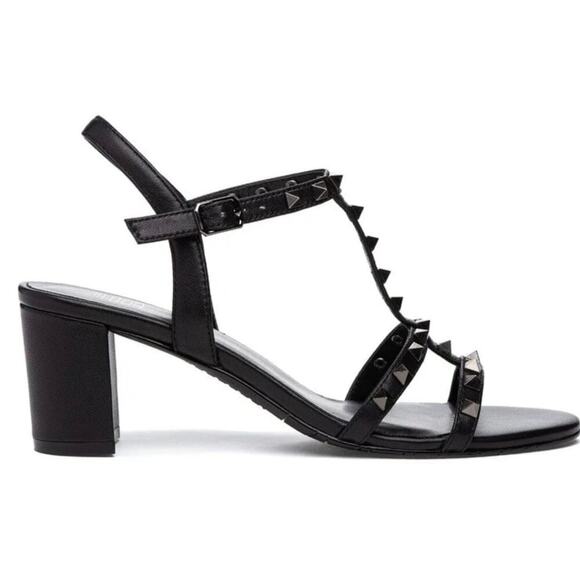 Vaneli Rockstud Heels studded strappy sandals NEW Midge black leather $175 - Picture 2 of 13